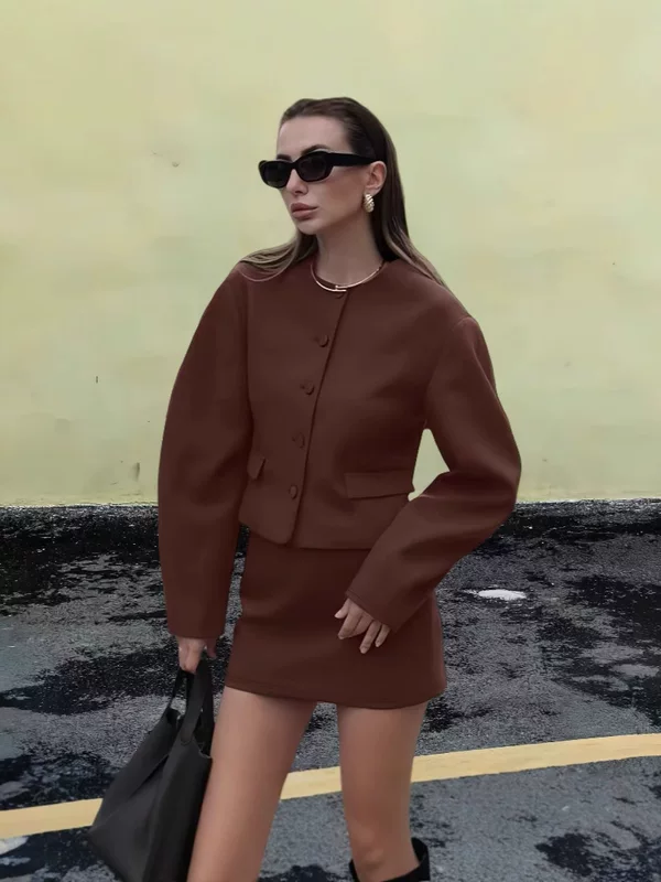 Демисезонный модный кардиган, длинные рукава, юбка, комплект, европейский стиль, прилегающий крой