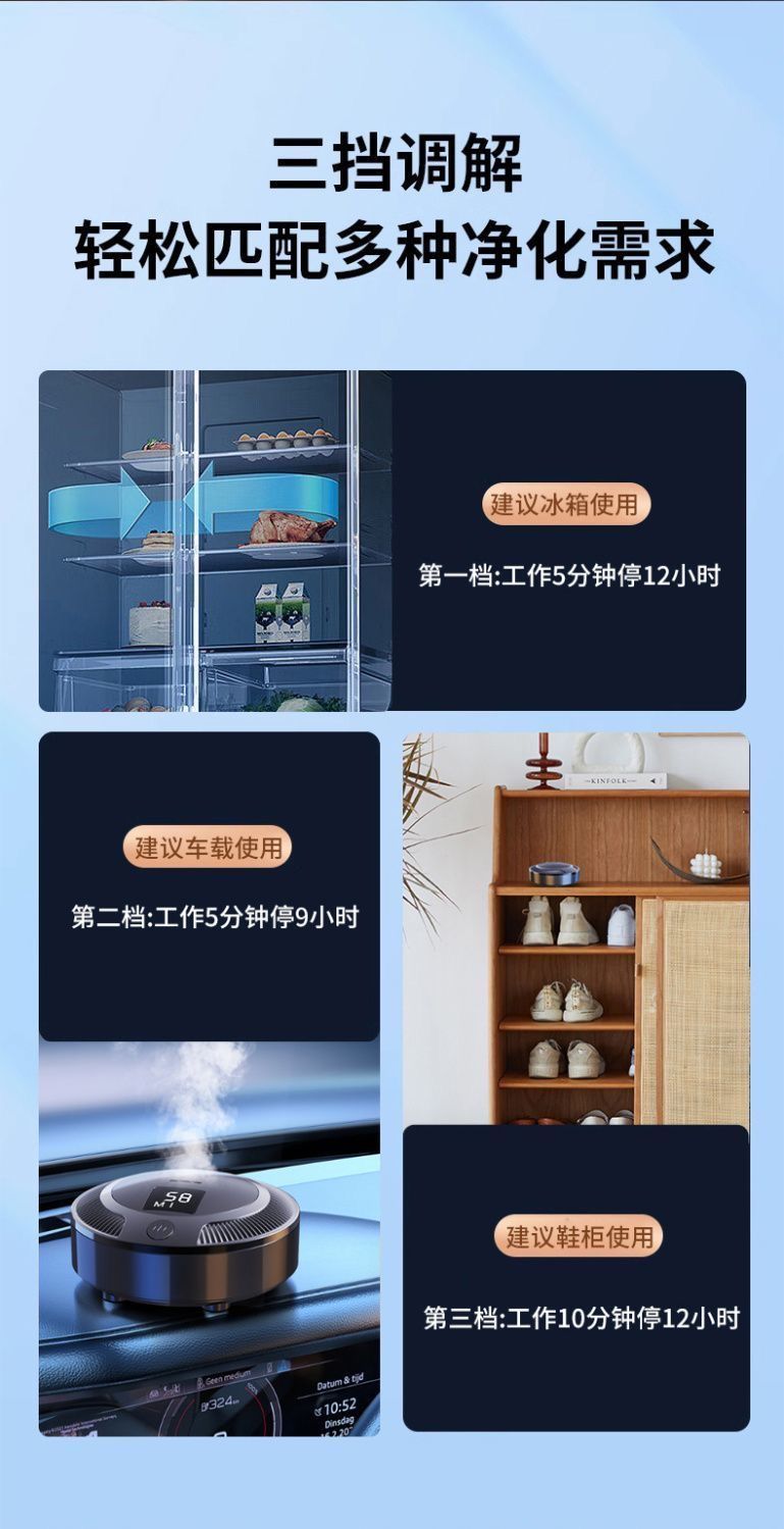 Car Air Purifier Ozone Sterilization Negative Ion Deodorizer