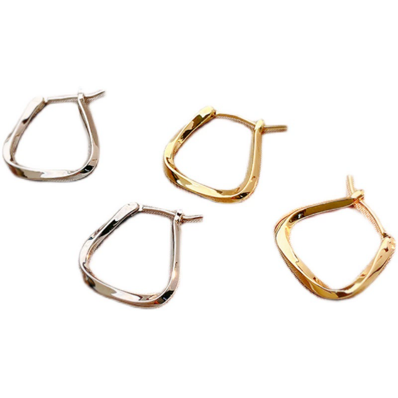 Square Earrings, Copper Base with Platinum or Gold Plating, Geometric Minimal Pair