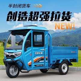 新款电动三轮车家用农用拉货半封闭大功率载重王可上牌油电两用车