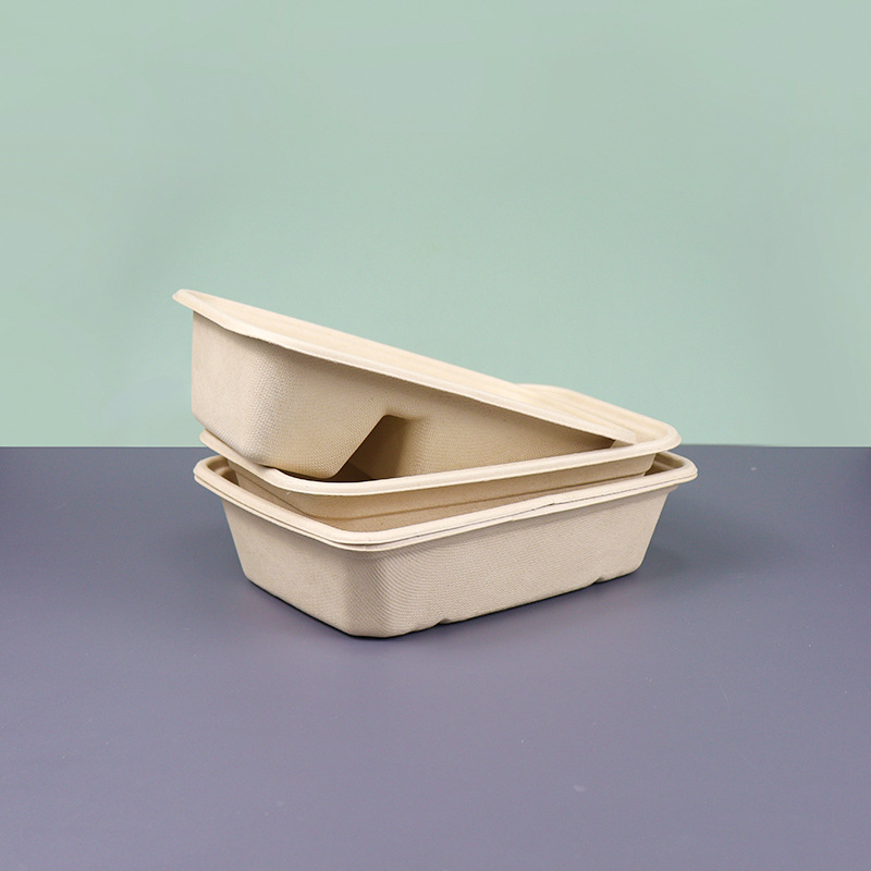 Desechable rectangular caja cuadrada americana fábrica al por mayor de una sola rejilla doble rejilla caja degradable ensalada engrosada caja de almuerzo para llevar