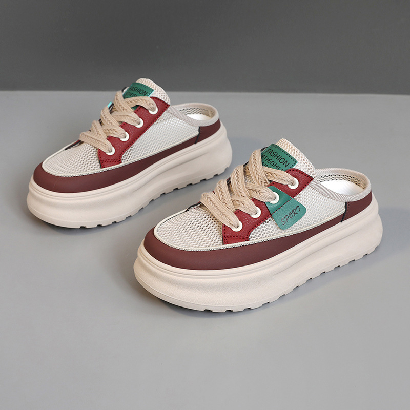 Kt282 New Half-Slip Women's 2025 Summer Casual Mesh Breathable Slippers Slim Thin Sole Shoes Versatile_voghion.com