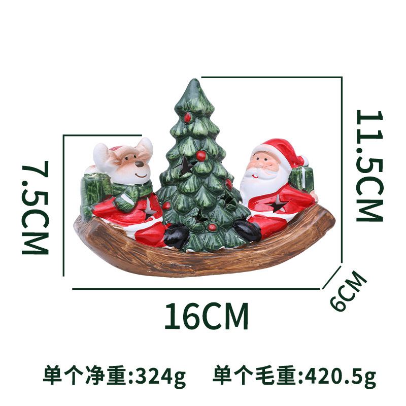クロスボーダークリスマス装飾発光セラミックボート装飾ライトホームデスクトップショッピングモール装飾クリスマス用品小道具|undefined