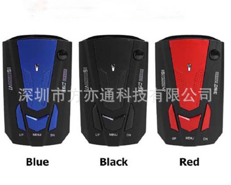 V7 Black Electronic Radar Speed Detector with Dual Language Switching (English and Russian) for Early Warning, Compatible with Global Vehicles