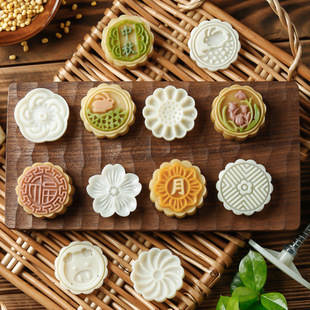 2025 New Hand-Pressed Model Printing Tool Mung Bean Cake Mold Snack Ice Skin Pastry Embossed Baking Mooncake Mold