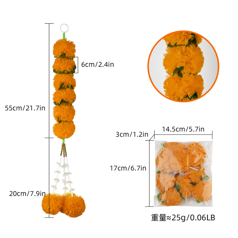 新款短款万寿菊印度婚礼装饰排灯节亡灵节屠妖节用品挂饰|undefined