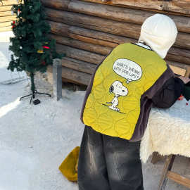 【冬款清仓！现货现发】男童卡通刺绣拼接外套V领加厚儿童棉服潮