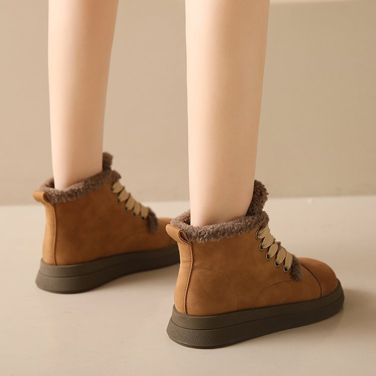 Women's Ankle Boots With Low Heels And Plush Lining For Winter_voghion.com