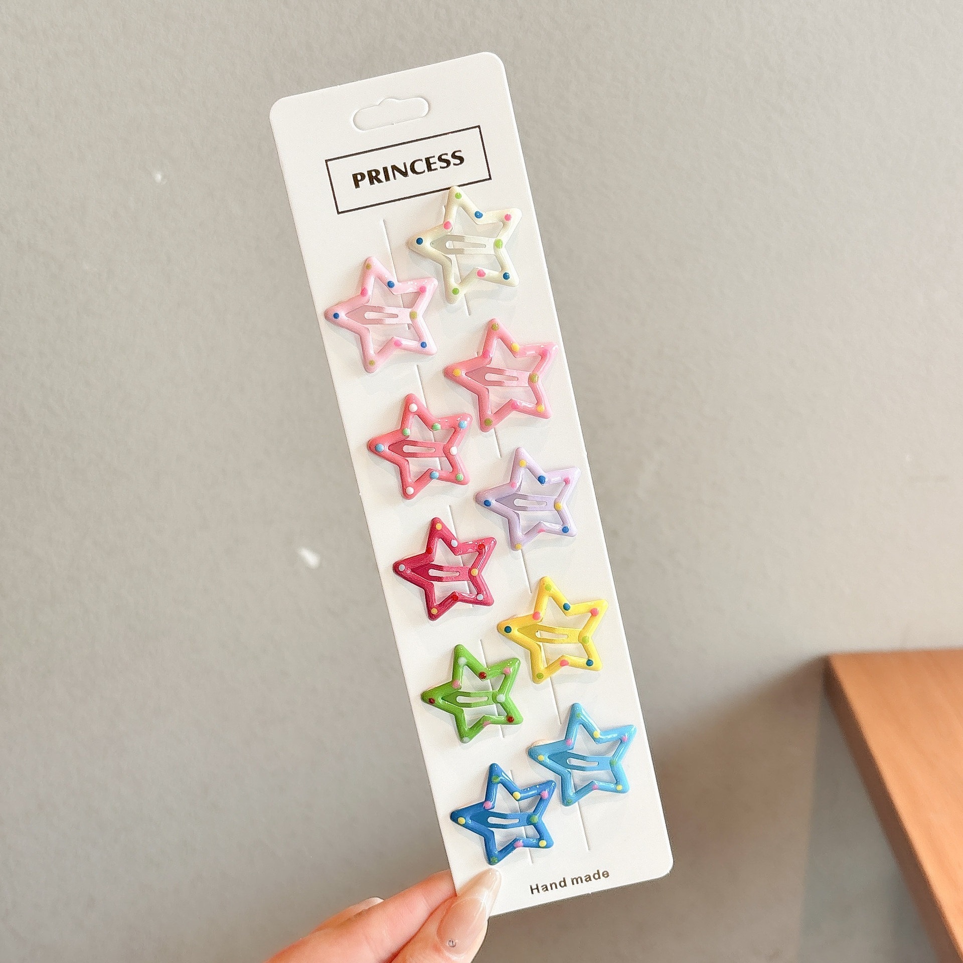 Dark blue polka dot star clip combination 10-piece set