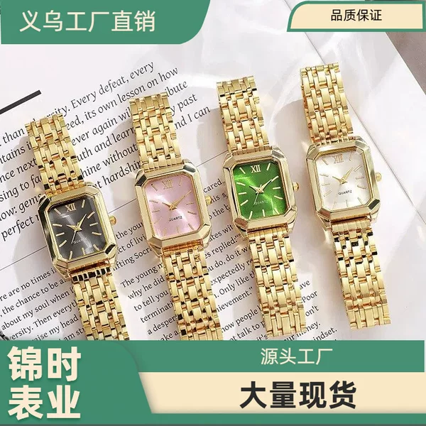 2025 foreign trade new luxury steel band ladies watch female students fashion simple square quartz watch wholesale