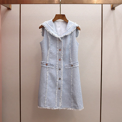 Shenzhen Nanyou High-End Women's Clothing Spring and Summer New Casual Style Design Youthful Navy Collar Straight Vest Dress Shenzhen Nanyou High-End Women's Clothing Spring and Summer New Casual Style Design Youthful Navy Collar Straight Vest Dress