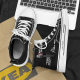 Canvas Men's Shoes, Four-Season Men's Personalized High-Top Black Sneakers, Fashionable Youth Casual Sports Cloth Shoes, Dropshipping