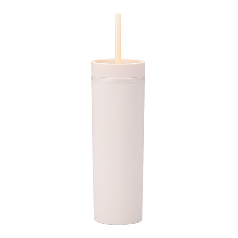 国境を越えたスポットskny二重プラスチックカップカスタムシンプルなゴム塗料カップ16オンス密封ストレートストローカップ|undefined
