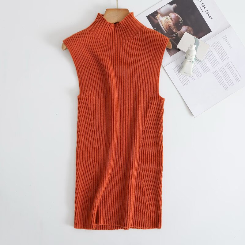 M Cross-border European and American style 2026 new fashion elegant women's ribbed sleeveless knit sweater top 05733586614