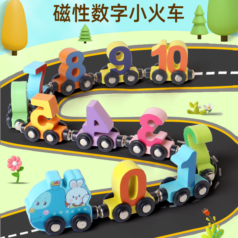 Children's magnetic digital train with letters