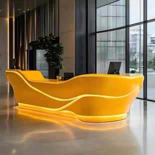 Fiberglass Front Desk Round Counter Creative Service Desk Hotel Cashier Beauty Salon Reception Desk Sales Department Front Desk
