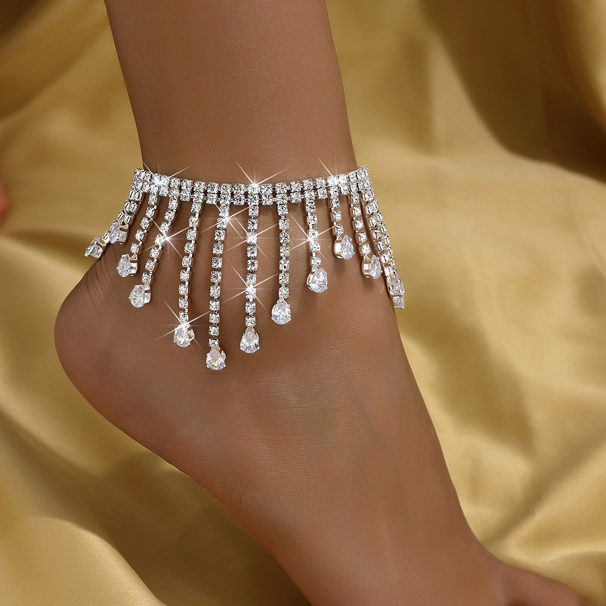 Aliexpress moda transfronteriza europea y americana tobillas de brillo verano versátil nuevos accesorios de zircon accesorios de moda para mujeres pie de moda