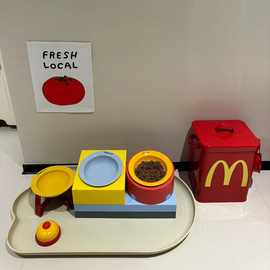 积木护颈宠物狗食饭盆猫咪不锈钢狗狗水碗二合一打翻大容量护颈椎