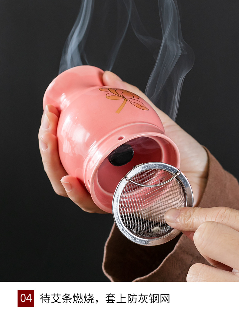 Ceramic Moxa Cup with Double Layer Heat Insulation 7x10cm Moxibustion Massage Tool for Home Body Therapy quality and texture
