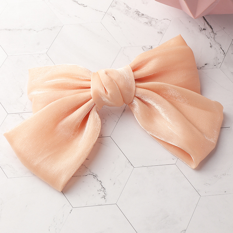 New French Pearlescent Satin Bow Hairpin display picture 7