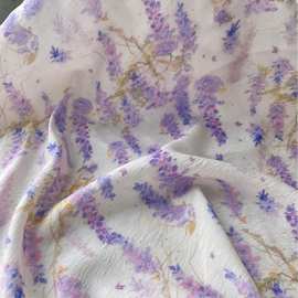 紫藤仙子国风新中式天丝棉印花汉服旗袍汉元素服装面料数码厂直销