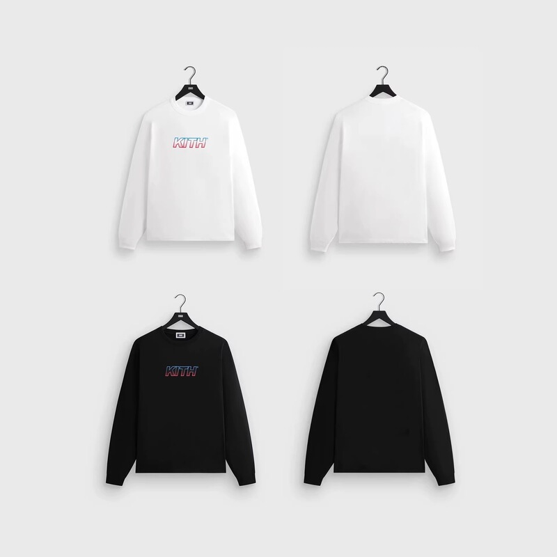 Kith Gradient Embroidered Long-Sleeved T-Shirt Men's Trendy Brand Autumn New Loose Cotton Bottoming Shirt Round Neck Pullover Top T-Shirt Kith Gradient Embroidered Long-Sleeved T-Shirt Men's Trendy Brand Autumn New Loose Cotton Bottoming Shirt Round Neck Pullover Top T-Shirt