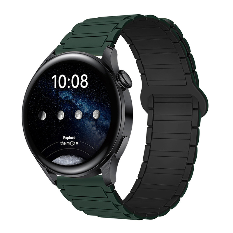 适用三星华为表带GT3/4/5荣耀watch4567二代三珠硅胶磁吸手表带|undefined