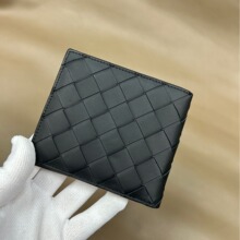 真皮钱包高端手工编织钱夹两折短款横款奢华欧美高端牛皮银包时尚