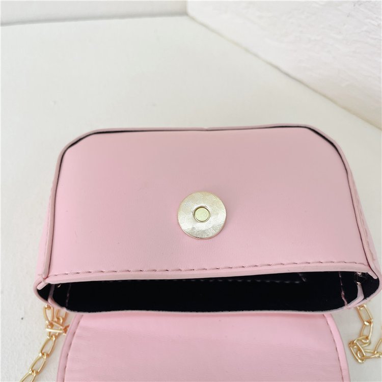 Filles Faux Cuir Couleur Unie Mignon Carré Couvercle Rabattable Sac Bandoulière display picture 8