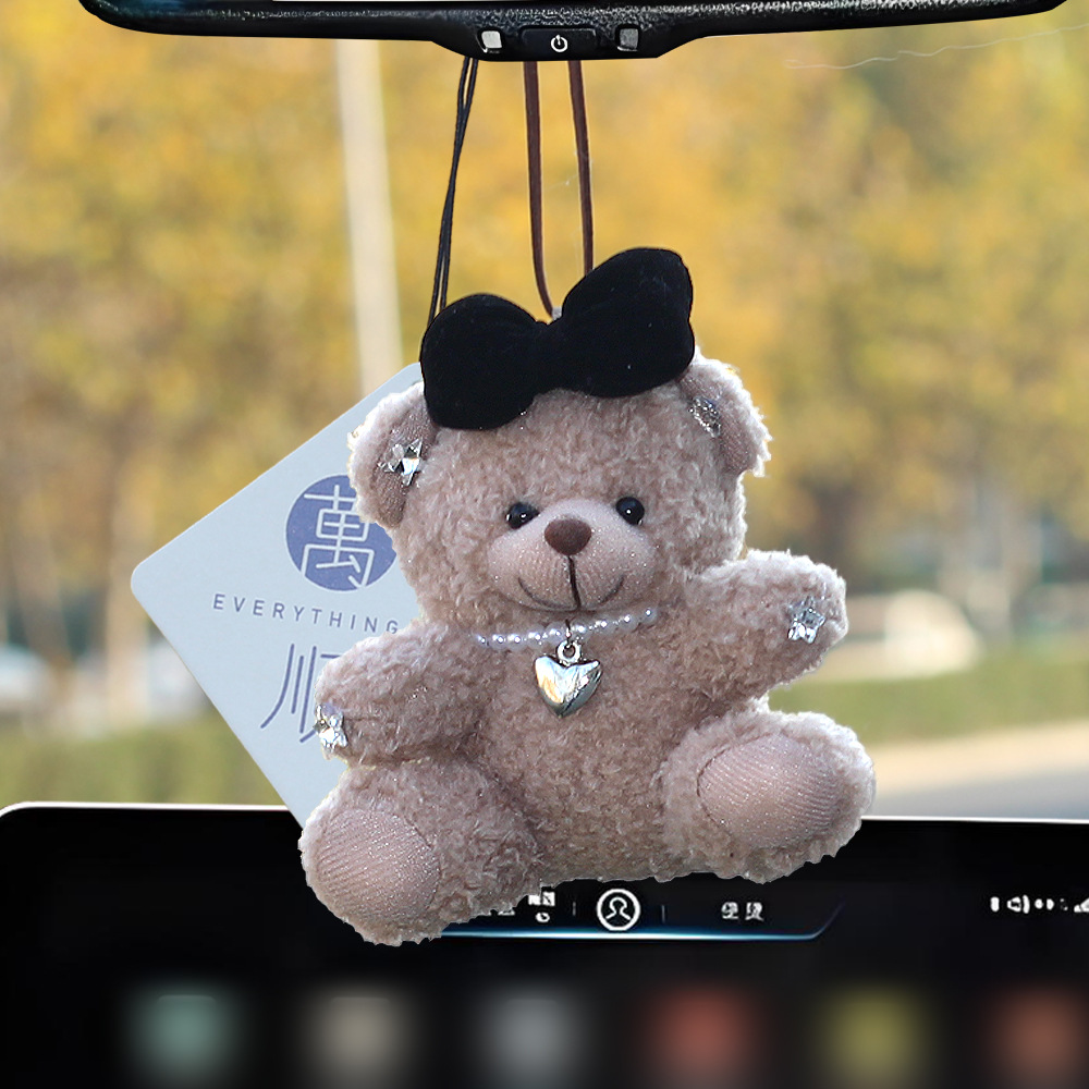 Pequeño oso de peluche colgante de automóviles colgante de automóviles colgante de automóviles espejo retrovisor colgante de automóviles adornos perfumados joyas mujeres
