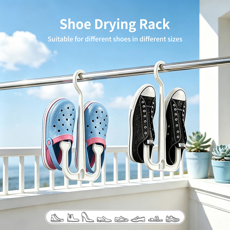 27 Cross-Border Shoe Hooks for Balcony, Shoe Drying Rack, Sandal Rack, Plastic Slipper Hanger
