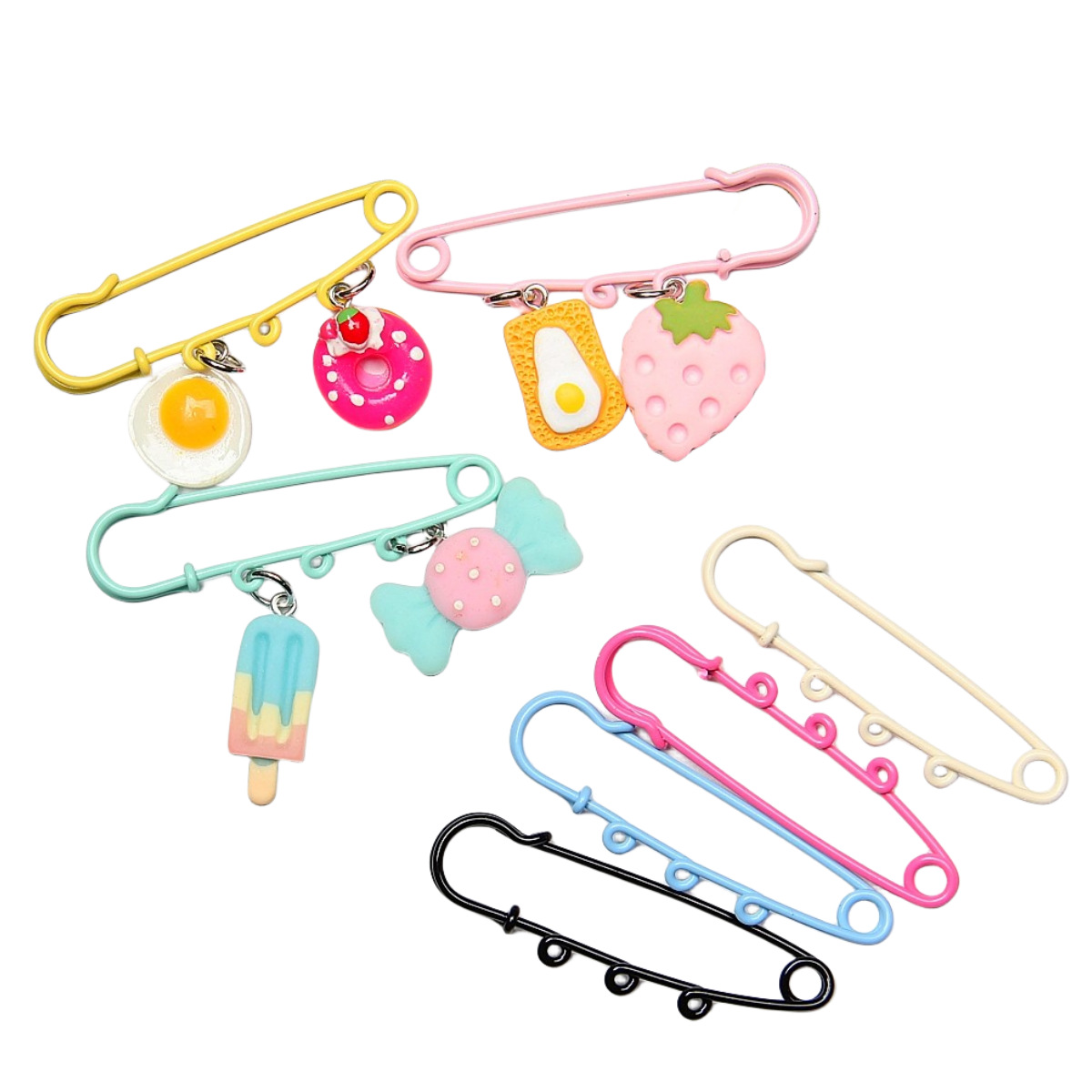 6cm de tres agujeros de la pintura de seguridad PIN de color caramelo hebilla de la cintura de dopamina pin pecho hebilla DIY accesorios de la joyería