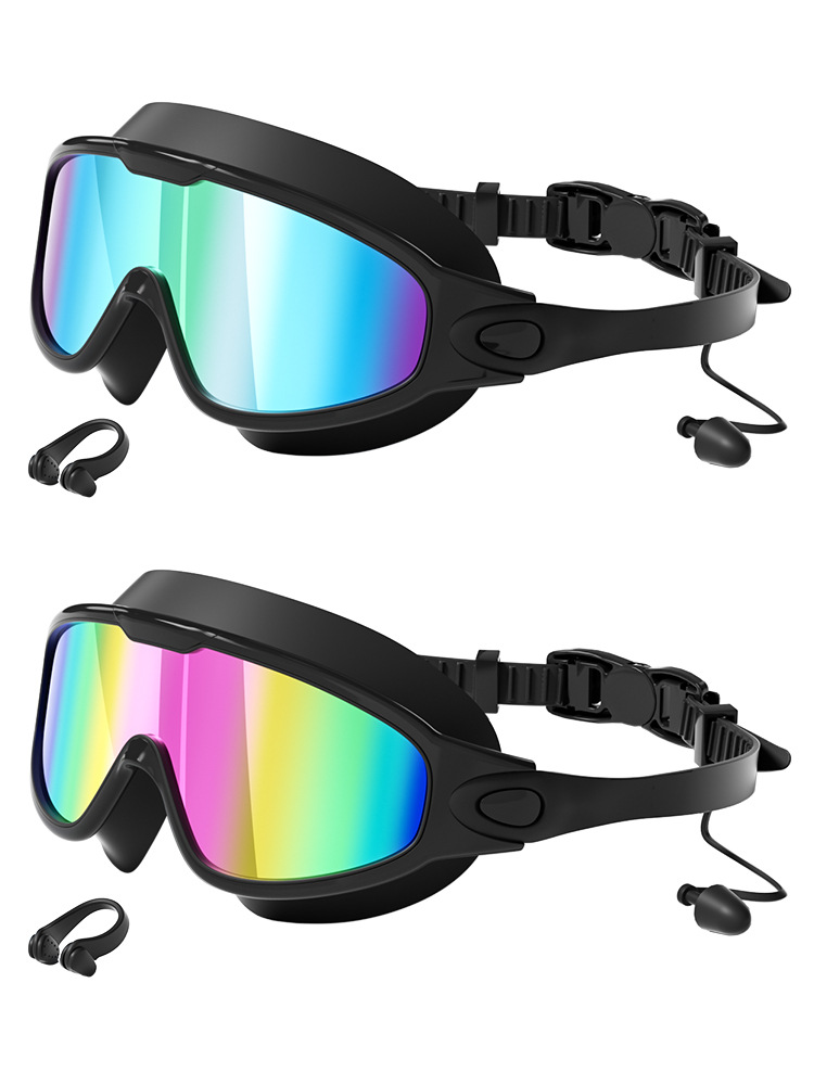 Gafas de Natación Galvanizadas de Marco Grande para Adultos de PC Antiempañante para Adultos