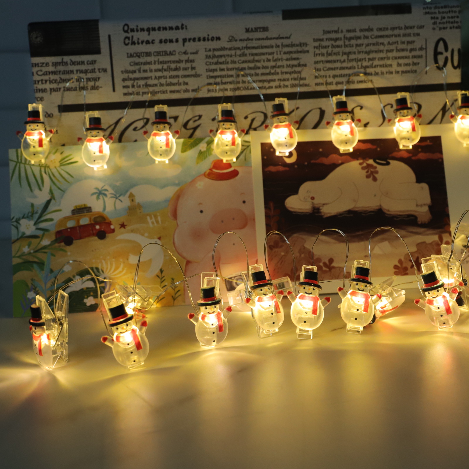 Lámpara de alambre de Navidad campana muletas muñeco de nieve calcetines luces decorativas Santa Claus dormitorio sala de estar cuerda de lámpara de alambre de cobre transfronteriza