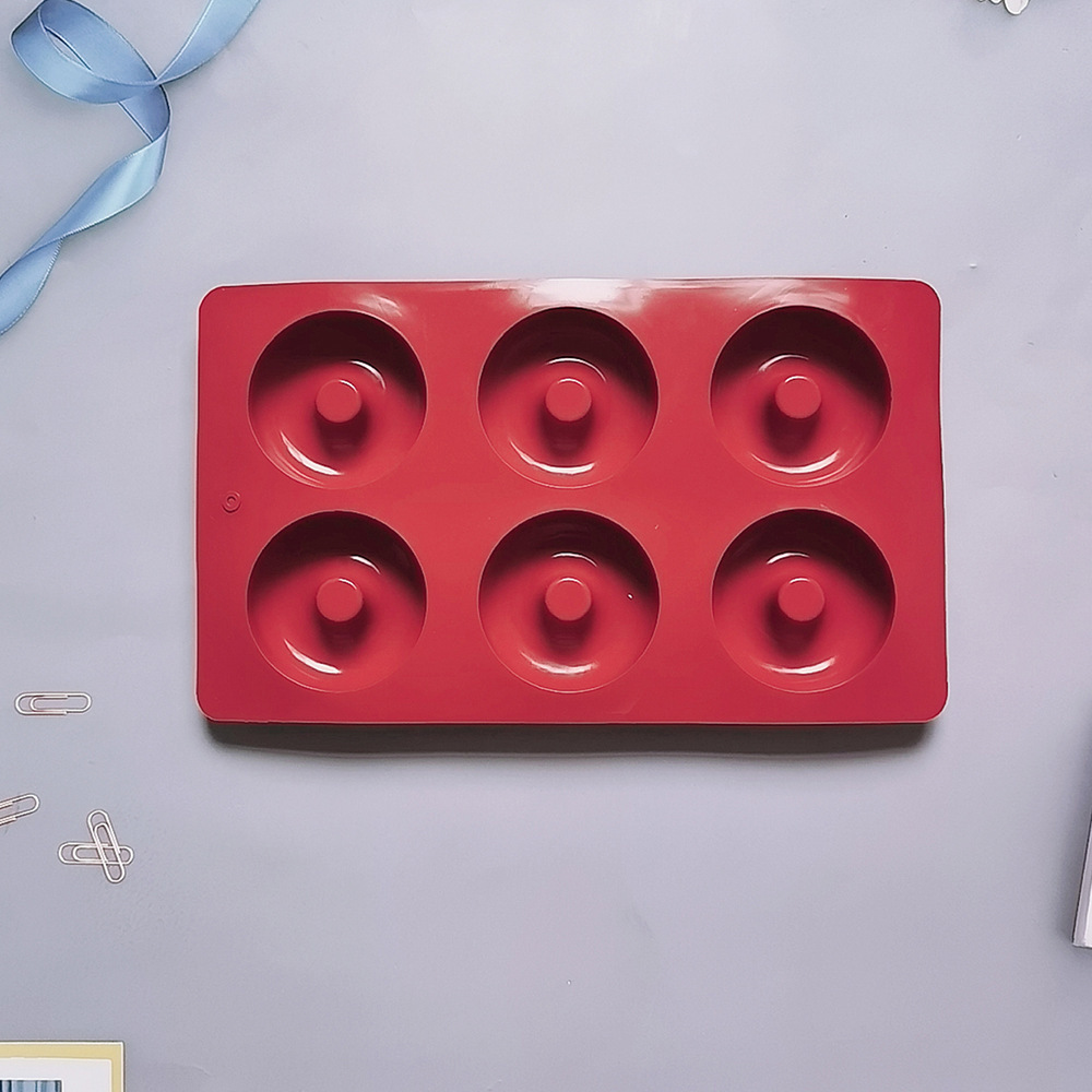 6 Donuts 609 pastel molde de silicona 3D mousse hecha a mano molde de pan de pastel de jalea