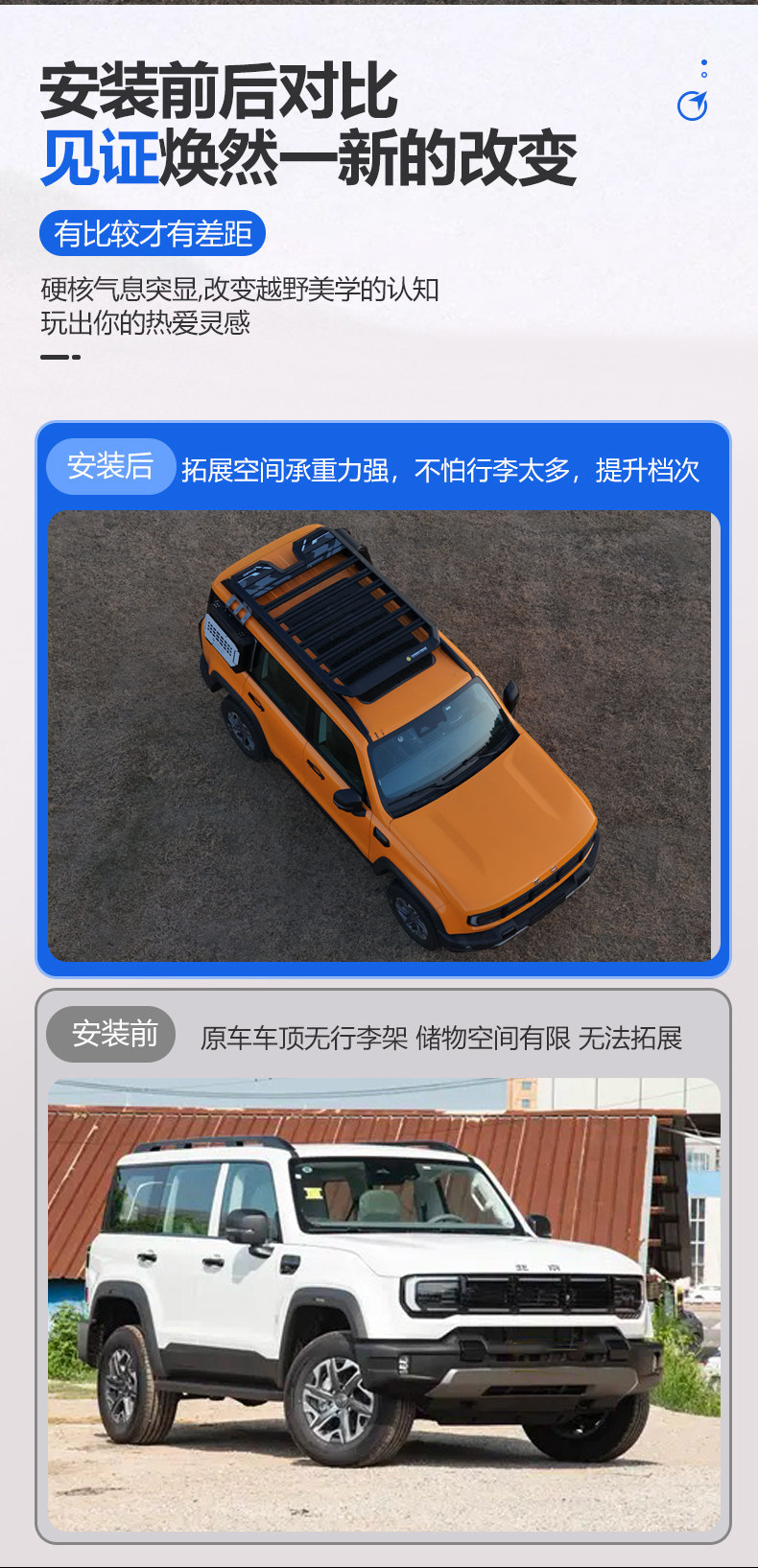 Suitable for Beijing Bj30/Bj40/Bj60 Outdoor Roof-Top Expansion Explorer Roof Rack Canopy