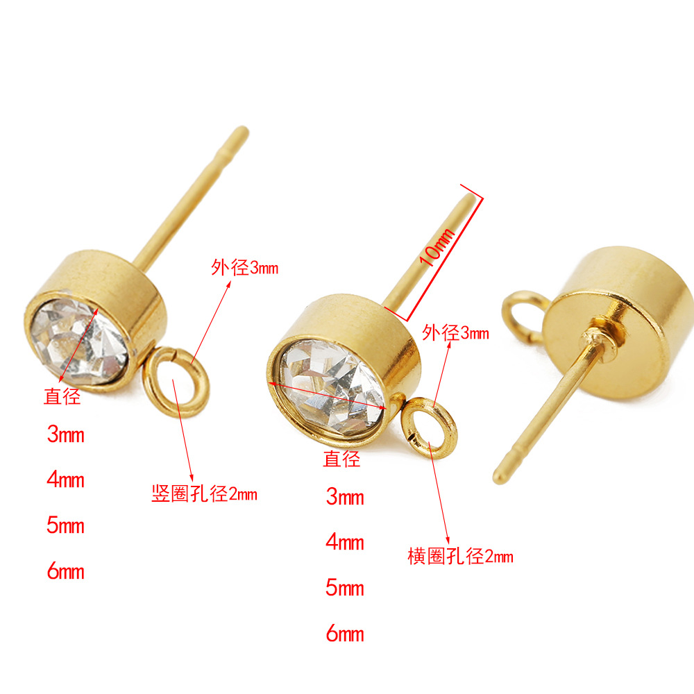 5g Weight Hook Earring Findings Jewelry Making Type 20 PCS/Package Diameter 3mm Hole 2~2.9mm 304 Stainless Steel Zircon Geometric Polished Hook Earring Findings