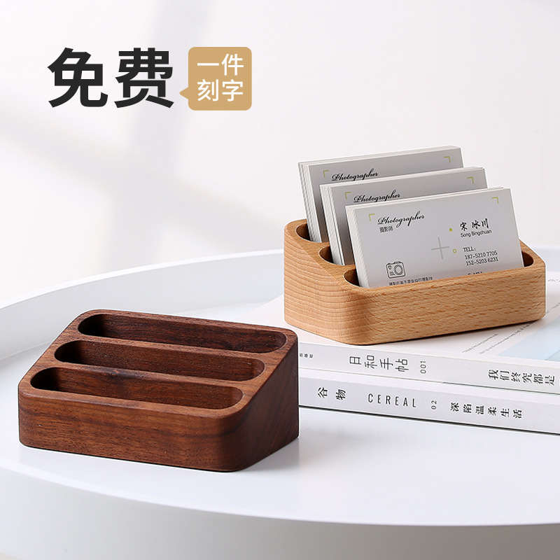 Table wooden cards from natural wood for business cards for men and women