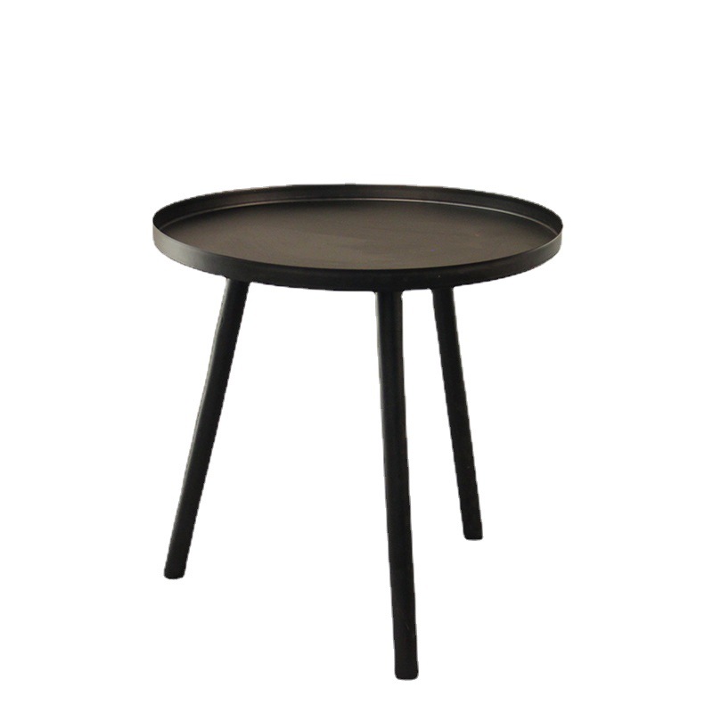 Nordic Mini Mesa Redonda Placa de hierro de madera de la pierna pequeña mesa lateral moderno simple sofá lado mesita de noche pequeña mesa de café