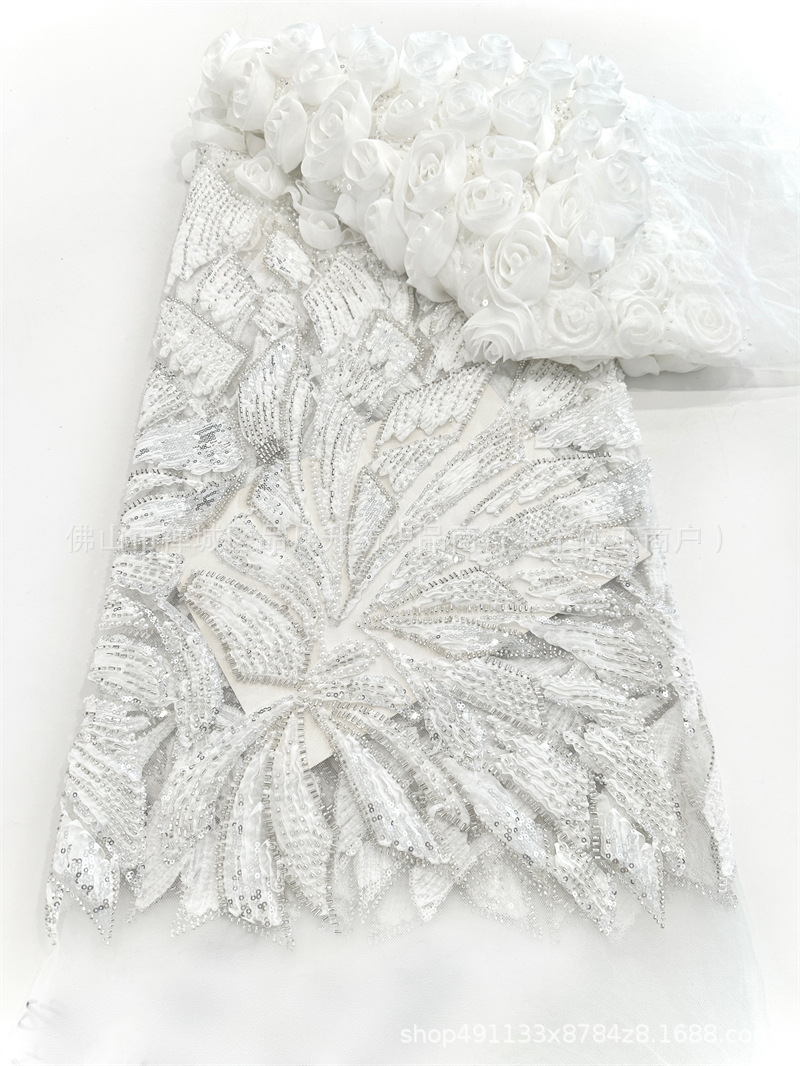 Fabricante explosivo 3D tridimensional tela bordada nicho de diseño hermoso de alta fijación tela de vestido de cabina image 9