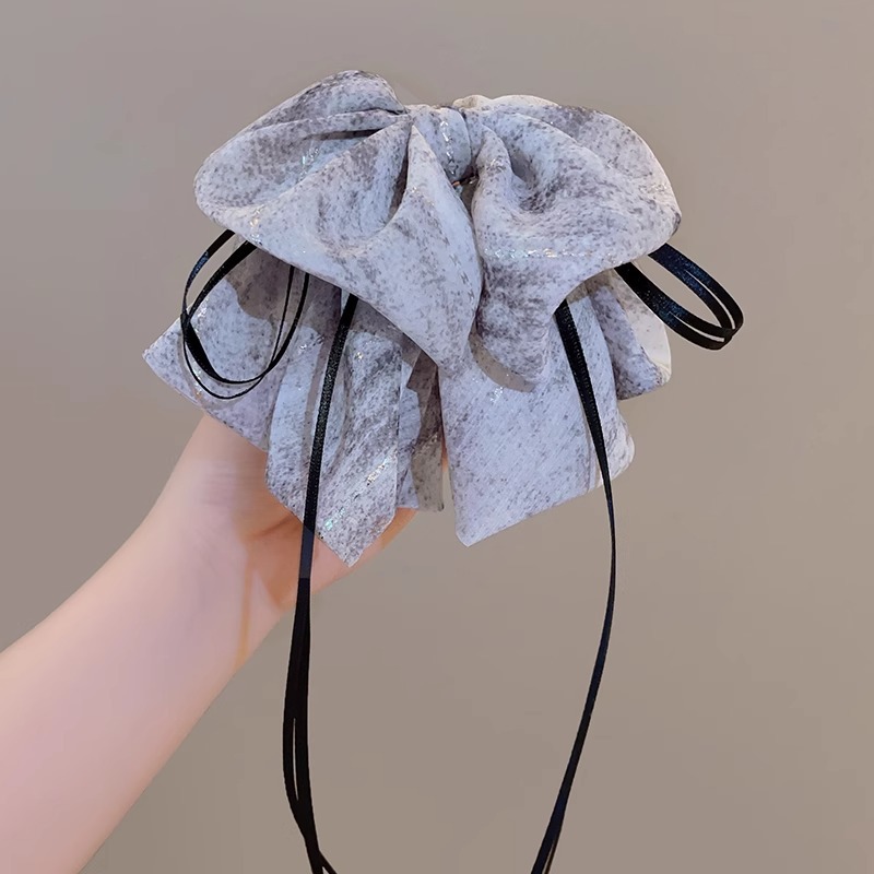 Mallas de tela impresa dulce arco flotante clip de agarre de alta sensibilidad cabello bajo clip de cabello de cola de caballo clip de cabello de disco de cabeza posterior