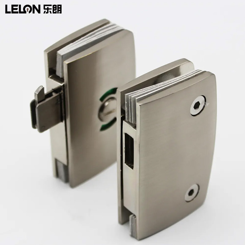 Cuadrado todo cobre rojo y verde indicador de la cerradura de la puerta de vidrio cerradura del indicador del pasador del baño cerradura de la puerta de vidrio sin marco de apertura simple y doble