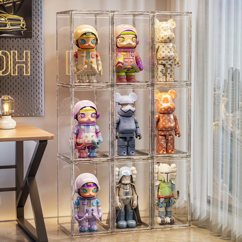 多规格泡泡玛特l防尘收纳盒大首领大天使透明磁吸亚克力展示盒