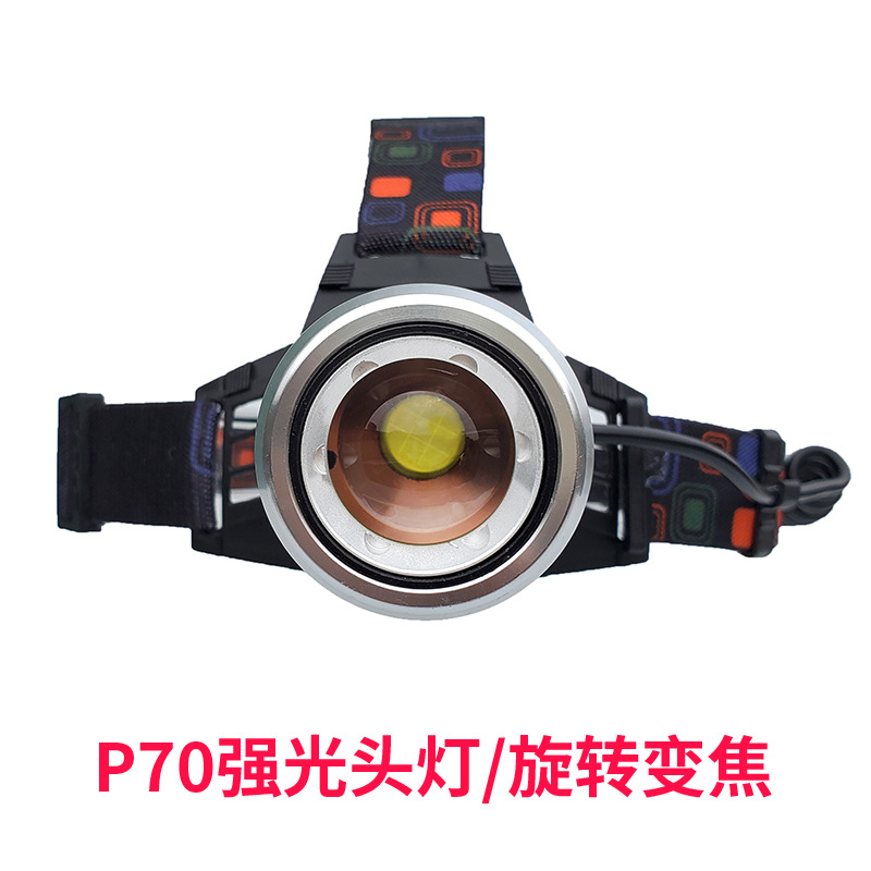 Transfronterizos P70 luz amarilla al aire libre lámpara de iluminación montada en la cabeza recargable tipo C equipo de luz de pesca nocturna recargable