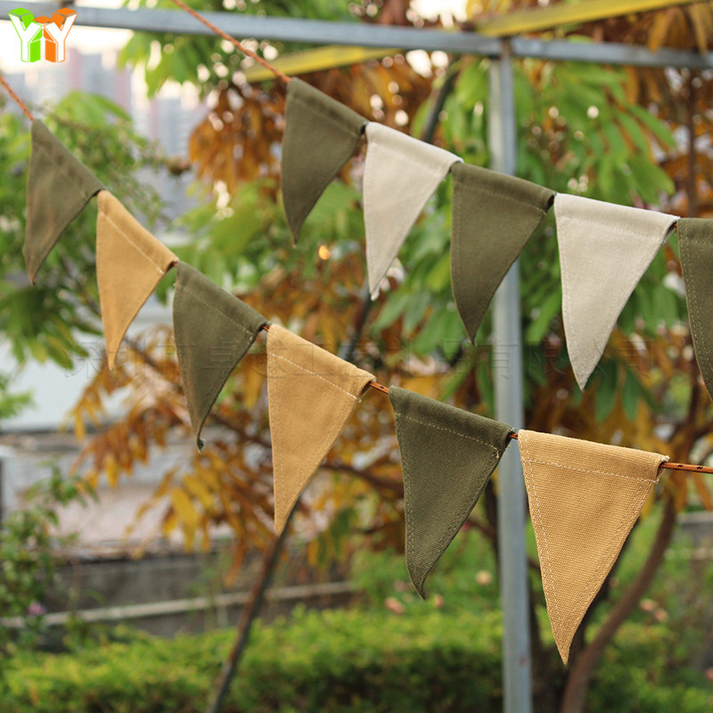 Outdoor Camping Canvas Triangular Bunting Camping Tent Atmosphere Decoration Scene Hanging Flag Canopy Decoration Triangular Bunting