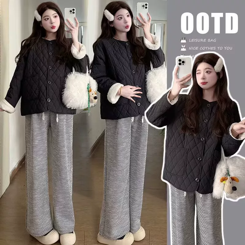 Down jacket for pregnant, long-sleeve, trousers, increased thickness