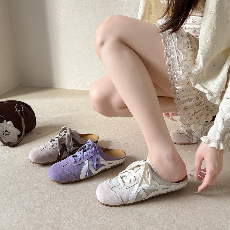 Real Shot~ Genuine Leather Casual Sneakers with Thick Soles, Women's Soft-Soled Slip-On Mule Half-Slippers Real Shot~ Genuine Leather Casual Sneakers with Thick Soles, Women's Soft-Soled Slip-On Mule Half-Slippers