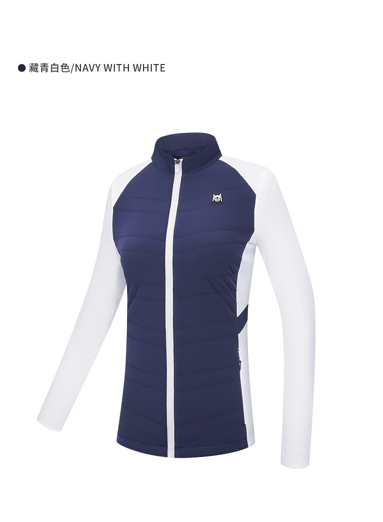 Áo khoác golf nữ chần bông giữ ấm phối màu tôn dáng — Yf514-xanh Navy Trắng [chần bông], Yf514-trắng Đen [chần bông] chi tiết 11