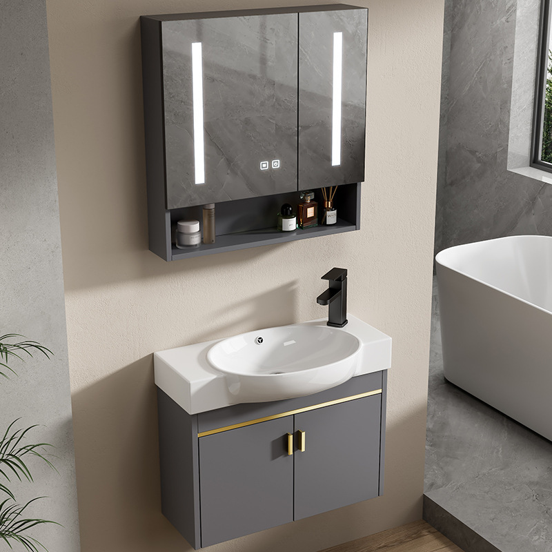 Small apartment bathroom wall-mounted mini wash basin cabinet combination wash basin integrated wash basin ultra-narrow long cross-border