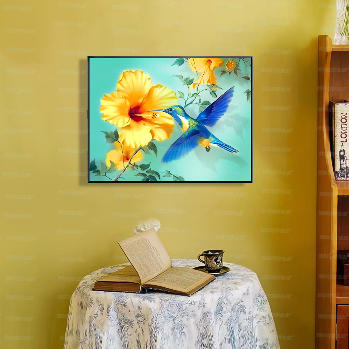 Mona Lisa Royal Cross Stitch Colibrí que recolecta miel de flores Comercio exterior transfronterizo Venta caliente Punto de cruz Fábrica cabello liso